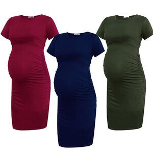 3 for $15 Short Sleeve Maternity Dress Ruched Bodycon